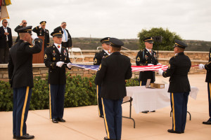 The 11th Armored Cavalry honor guard conducted a flag ceremony in honor of Sgt. Schroeter, whose specially engraved urn was displayed along with a Medal of Honor.