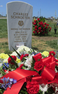 This marble headstone marks Sgt. Charles Schroeter’s grave in Section 3, Grave 1052, at Miramar National Cemetery. The cemetery is open daily to visitors.