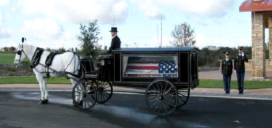 Final Honors - An Aknowledgement of Service to America, honorary horse drawn funeral carriage at Miramar National Cemetery available to any veteran.